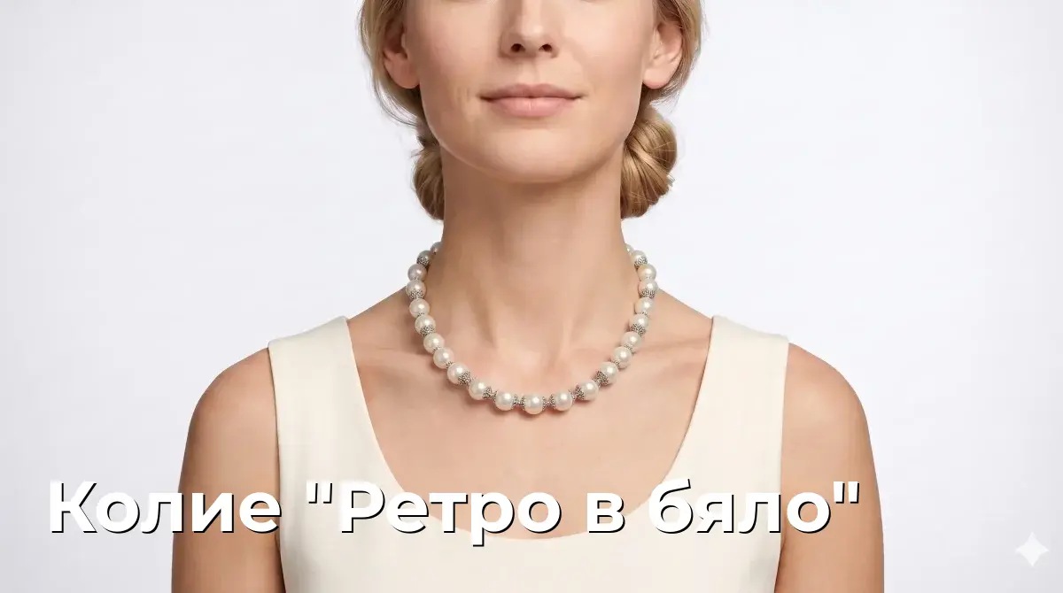 Колие "Ретро в бяло"